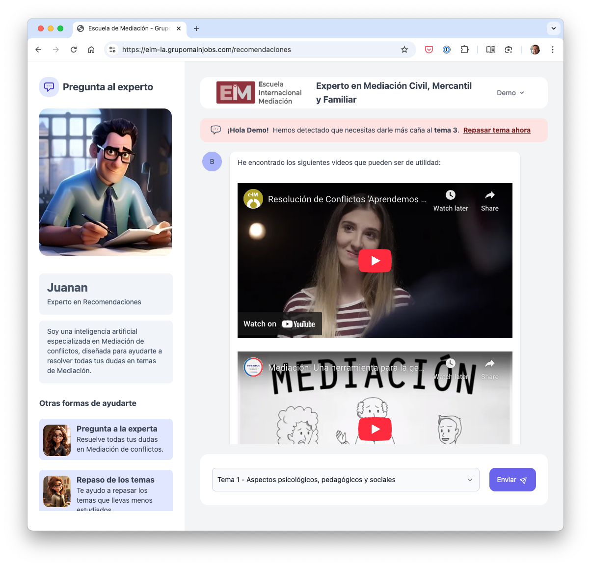 Sistema de recomendación de contenidos adicionales