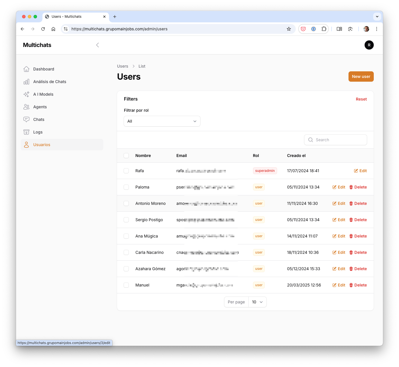 Gestión de usuarios